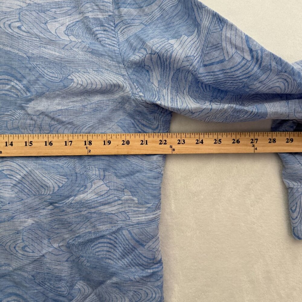 Robert Graham Shirt Mens L Blue Geoemetric Classic Fit Linen Blend Flip Cuff - Picture 7 of 12